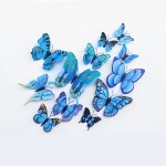 3D double butterflies with magnet, house or event decorations, set of 12 pieces, blue color, A10